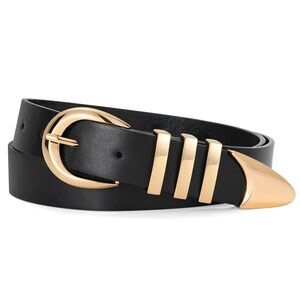 Women Leather Belt With Gold Buckle Fashion Women Belt Ladies Casual Pu🫲